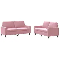 vidaXL Ensemble de canapés 2 pièces avec coussins Rose velours