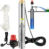 Vevor Pompe Immergée pour Puits 105 L/min 62 m Pompe à Eau pour Puits Profond en Acier Inox