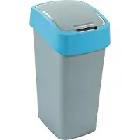 Curver Poubelle FLIP BIN 45 L, gris-argent/bleu, pour déchets