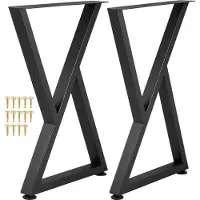 Vevor Pieds de table , 71,1 x 45,7 cm Patins de table, lot de 2, pieds de banc robustes, pieds de table en Z en métal, piètement de table en fer forgé, meubles de bricolage
