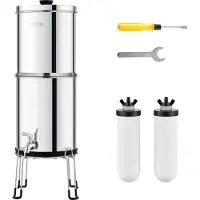 Vevor Système de filtration d'eau par gravité Système de plan de travail en acier inoxydable 7,8+8,5 L Système de filtration d'eau, réduit le plomb et jusqu'à 99% de chlore