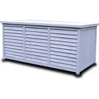 Rijoka coffre de jardin en bois - Coffre de rangement - 350L - 1300x640x600mm - Bleu Gris