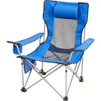Vevor Chaise de camping , salon de camping 150 kg, chaise de jardin avec 4 positions de charge, avec repose-pieds, porte-boissons, poches latérales et appui-tête