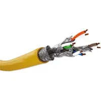 Goobay 61127 Câble de pose GHMT, CAT 8.1, S/FTP (PiMF), jaune, 50 m - Conducteurs en cuivre (CU), AWG 22/1 (monoconducteurs), sans halogène (LSZH)