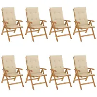 vidaXL Chaises de jardin avec coussins 8 pcs. Bois massif teck