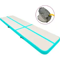 The Living Store Tapis de gymnastique gonflable avec pompe 700 x 100 x 15 cm PVC vert