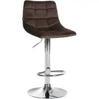 CLP Tabouret de bar Jerry en velours, réglable en hauteur et pivotant à 360°, structure chromée