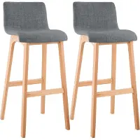 CLP , ensemble de 2 tabourets de bar Hover, revêtus de tissu rembourré, avec dossier et structure à quatre pieds, finition Natura, couleur gris clair