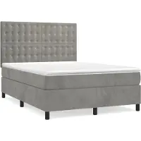 vidaXL Lit boxspring avec matelas gris clair 140x200 cm velours