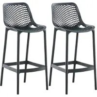CLP Lot de 2 tabourets de bar Air en plastique avec dossier, résistants aux intempéries et aux UV, charge maximale 160 kg, gris foncé