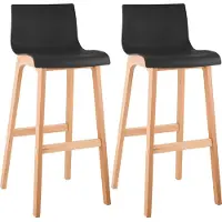 CLP - Ensemble de 2 tabourets de bar Hover, assises en plastique, structure à quatre pieds en bois de hêtre naturel, couleur noire