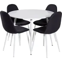 Ebuy24 PlazaWHWH100 ensemble table, table blanc et 4 Polar chaises noir, blanc.
