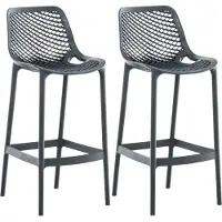 CLP Lot de 2 tabourets de bar Air en plastique avec dossier, résistants aux intempéries et aux UV, charge maximale 160 kg, couleur blanche