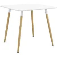 En.casa [] Table de salle à manger carrée 80x80x74cm blanc mat hêtre table de cuisine pour 3 personnes salle à manger table rétro