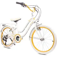 Sun baby Vélo fille Vélo enfant à partir de 6 ans Vélo enfant 20 pouces avec 6 vitesses Vélo coeur Shimano Heart Bike Gold white