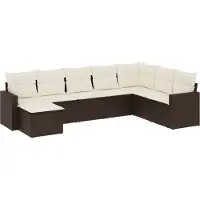 vidaXL Ensemble de jardin canapé 8 pièces avec coussins Marron Poly rotin