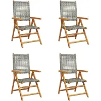 vidaXL Chaise de jardin Réglable 4 pcs. Gris Poly Rotin Massif