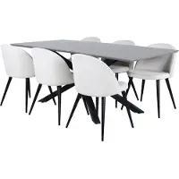 Ebuy24 PiazzaGRBL ensemble table, table gris et 6 Velvet chaises Velours côtelé beige, noir.