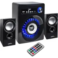 Audiocore Haut-parleur multimédia Bluetooth Subwoofer Télécommande Éclairé PMPO 280W AUX USB Bluetooth Carte SD Radio LED Mp3