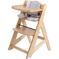 Buxibo Chaise de croissance en bois pour enfants - Avec planche à manger - Chaise d'enfant réglable pour le confort et le design - Coussins inclus - 48x58x80 cm - Bois