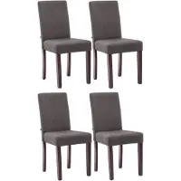 CLP Ensemble de 4 chaises de salle à manger Ina tissu avec piètement bois,gris foncé cappuccino