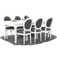 Ebuy24 Amaretta Ensemble de salle à manger 100x180/280, 2 extensions inclues, vieux blanc avec 6 chaises rococo, vieux blanc/noir.