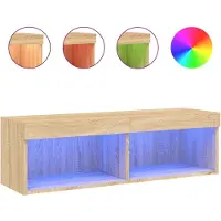 vidaXL Armoire TV avec lampes LED Chêne Sonoma 100x30x30 cm