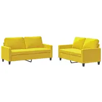 vidaXL Ensemble de canapés 2 pièces avec coussins Velours jaune