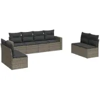 vidaXL Ensemble de jardin canapé 8 pièces avec coussins Gris Poly rotin