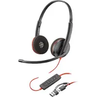 HP Poly Casque stéréo USB-C Blackwire 3220 + adaptateur USB-C/A