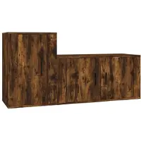 vidaXL Ensemble de 2 meubles TV en chêne fumé bois composite