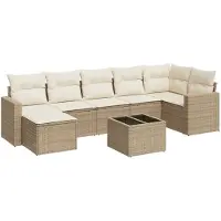 vidaXL Ensemble de jardin canapé 8 pièces avec coussins Beige Poly Rattan