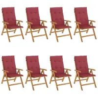 vidaXL Chaises de jardin avec coussins 8 pcs. Bois massif teck