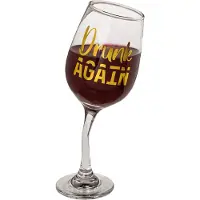 Out of the blue GiftyCity Verre à vin Drunk Again, 420 ml