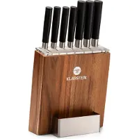 Klarstein Couteau Cuisine, Lot 7 Couteau de Cuisine Professionnel avec Bloc, Set Couteaux et Ustensiles de Cuisine en Acier Inoxydable, Kit Support Blocs Couteaux Professionnelle, Résistants Rayures