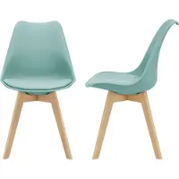 En.casa Chaise de salle à manger 'Fläten' (lot de 2) Chaise rembourrée en similicuir vert menthe