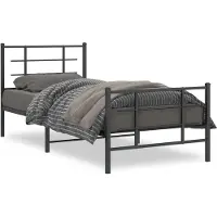 DKD Home Decor Cadre de lit avec tête et pied de lit en métal noir 90x200 cm