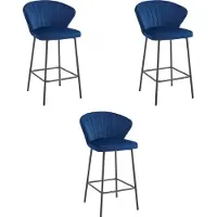 Leobert Valora GATTA Tabouret Bleu Marine Set de 3 | Lot de trois élégants tabourets GATTA bleu marine