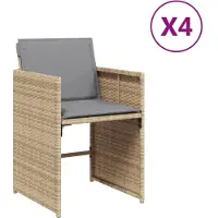 vidaXL Chaises de jardin avec coussins 4 pcs. Mélange de beige Poly Rattan