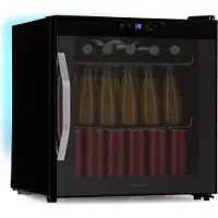 Klarstein Coachella 50 Onyx Réfrigérateur à Boissons - 47 L, WiFi, Éclairage LED 7 Couleurs, Porte Vitrée,Tactile, 5-18 °C, 2 Clayettes, Vitrine à Boissons Réfrigérée, Noir
