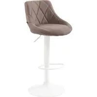 CLP Tabouret de bar Lazio en tissu, réglable en hauteur et pivotant à 360°, couleur taupe, piètement blanc
