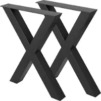 Vevor Lot de 2 pieds de table en X Patins de table Piètement de table 72 x 60 cm Pied de table en métal