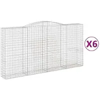 vidaXL Gabions avec arc surélevé 6 pcs. 400x50x200/220cm Fer galvanisé
