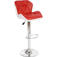 Mendler Tabouret de bar HWC-A92, tabouret de bar, cuir synthétique réglable en hauteur rouge