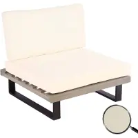 Mendler Fauteuil Lounge Hwc-H54, Fauteuil De Jardin, Spun Poly Acacia Bois Mvg-Certifié Aluminium Gris, Rembourrage Blanc Crème