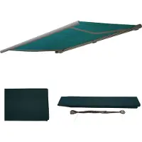 Mendler Housse de rechange pour store T123, cassette complète Housse de rechange protection solaire 4,5x3m polyester bleu-vert