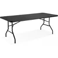 Oviala Table de réception pliante noire 200 cm 10 places - Rekkem