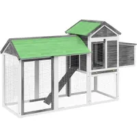 vidaXL Poulailler gris 193 x 65 x 117 cm en bois de pin massif