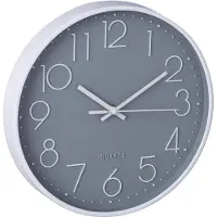 Relaxdays Horloge murale moderne , à piles, horloge de cuisine analogique avec trotteuse, horloge de salle de bains, Ø 30 cm, gris/blanc