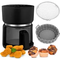 4Swiss Friteuse à air chaud ABB-G24 Pure Glass 3 L avec tiroir en verre et écran tactile, 1200 W, friteuse à air chaud sans huile pour une cuisson sans matière grasse